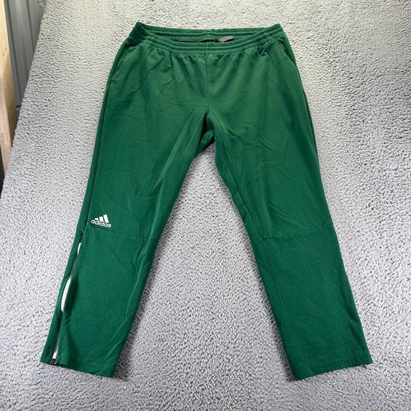 Adidas Track pants Mens 2XL Green Polyester Blend Stretch Tapered Fit Zip Legs - Picture 1 of 10